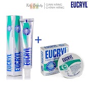 Combo Bột Tẩy Trắng Răng Eucryl 50G + Kem Đánh Răng Làm Trắng Răng Hương Bạc Hà Eucryl Tooth Paste Freshmint 62G