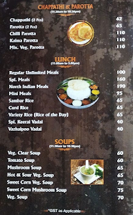 Sri Paarvathi Bavan menu 2