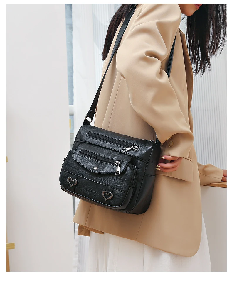 Title 6, Weiche Leder Schultertasche Damen Große Kapazit...