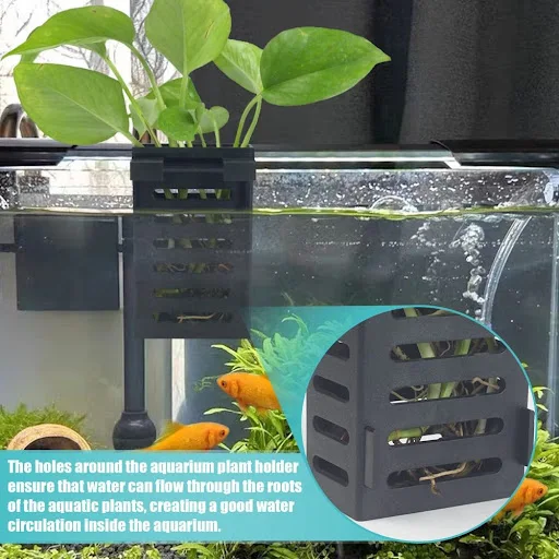 Pet Fish Tank Decorations Aquarium Plant Stand Adsorbable Hydroponic Plant Storage Plastic Aquarium Square Hollow Storag