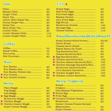 Chai Time Anytime menu 