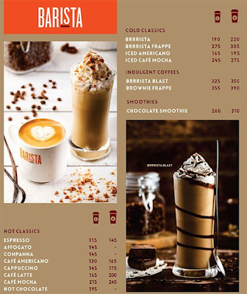 Barista Coffee menu 