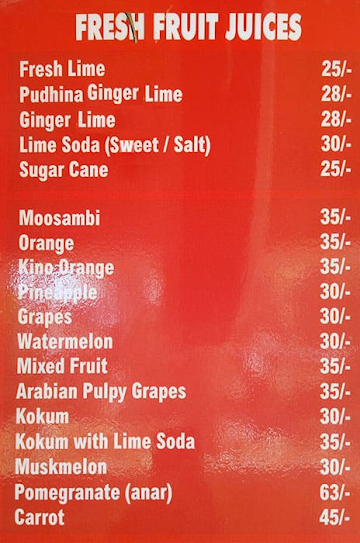 Juice Junction menu 