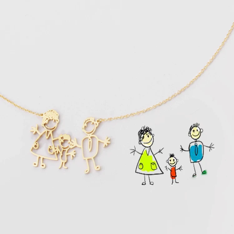 Gepersonaliseerde handgeschilderde sleutelhanger hanger van kinderkunst. Uniek cadeau. Draag de kunstwerken van je kinderen altijd bij je.