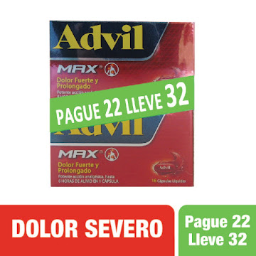 Advil Max Ibuprofeno, Pague 22 y lleve 32 caps  