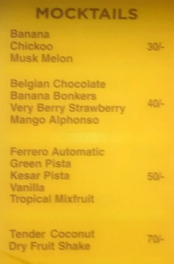 Lassi Shop menu 