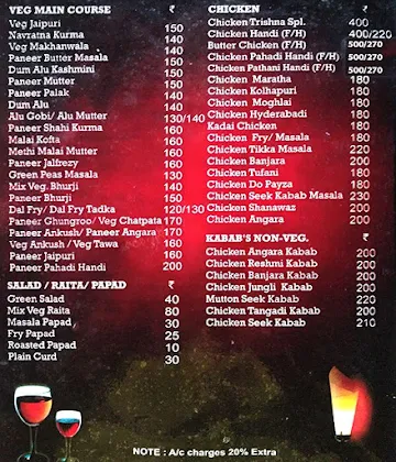 Hotel Trishna menu 