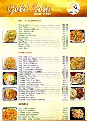 Gold Coin Bar & Restaurant menu 