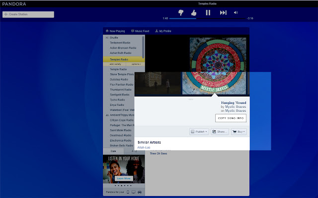 Pandora - Copy Song Info To Clipboard chrome extension