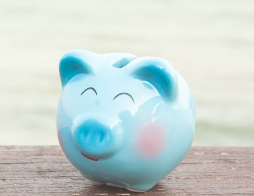 blue piggy bank