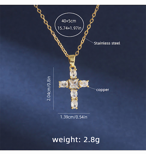Title 1, Simple Fashion Copper Micro Inlay Cross Stainle...