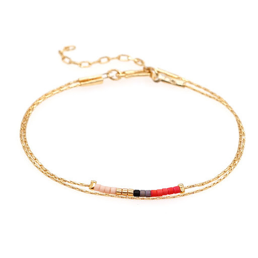Title 3, Womens fashion bead gold thread double-layer b...