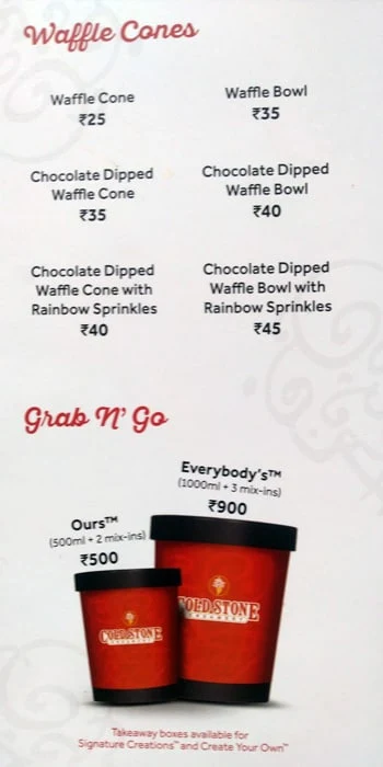 Cold Stone Cremery menu 