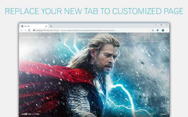 Thor Wallpaper Marvel New Tab - freeaddon.com logo