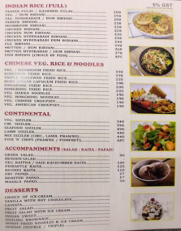 Hotel Vaibhav Family Restaurant menu 