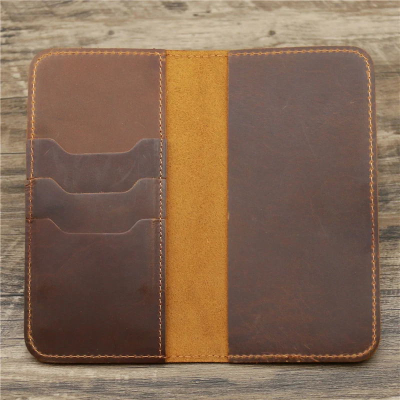 Carteira Longa de Couro Crazy Horse Masculina 1082, Porta Cartões, Porta Cheques e Passagens Aéreas, design elegante e funcional.