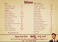 Appu's Fast Food menu 1