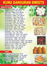 Kunu Ganguram Sweets menu 4