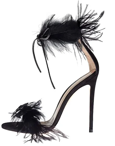 Tacones de aguja con tiras de pluma - 2