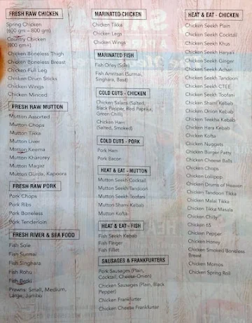 Sardar A Pure Meat Shop menu 