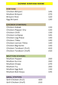 Donne Biryani Mane menu 1