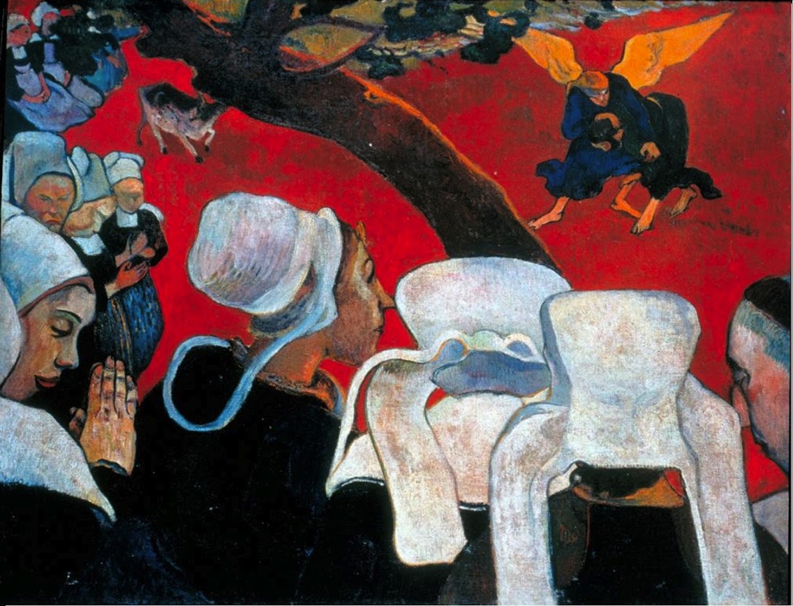 Analysis of Paul Gauguin's Vision After The Sermon #kellybagdanov #kellybagdanov.com #arthistory #teachingarthistory #visionafterthesermon #paulgauguin #artappreciation #charlottemason #classicalconversation #homeschooling 