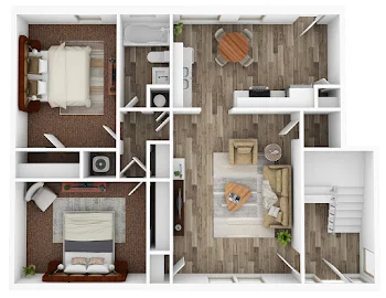 Go to Two Bed, One Bath Floorplan page.