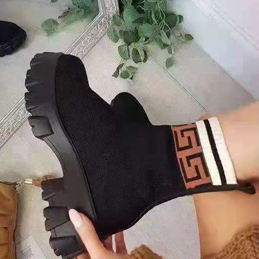 Title 3, Platform Mid-heel Flying Woven Stretch Fabric A...