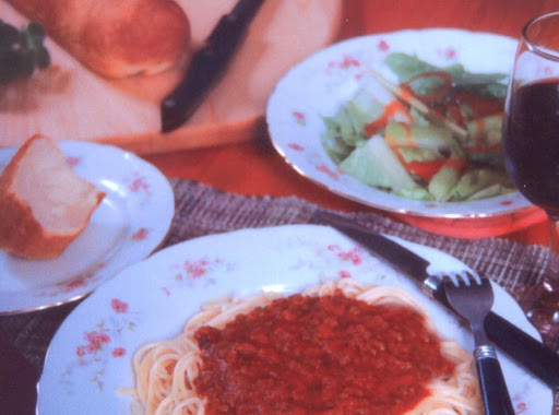 Not your traditional Italian spaghetti but full of spice, fresh herbs, red wine, and veggies!