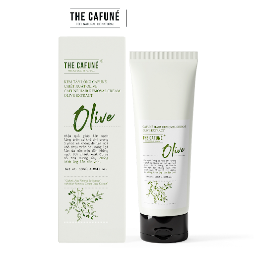 Kem Tẩy Lông The Cafuné Chiết Xuất Olive an toàn cho vùng kín, bikini, chân, tay, nách, bụng, ngực 100ml