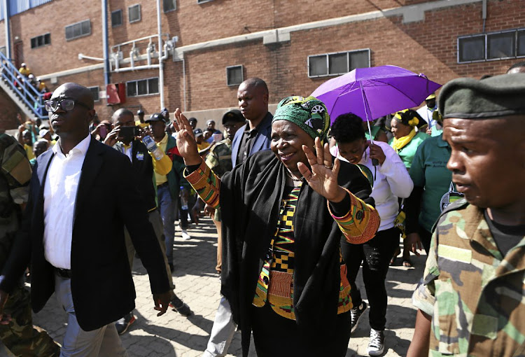 Nkosazana Dlamini-Zuma waves as she arrives for a mini-rally at Alexandra Stadium. File Photo.