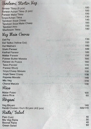 Ocha Cafe menu 