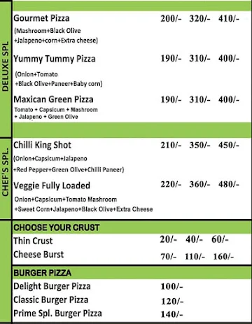 Pizza Cafe menu 