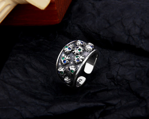 Title 4, S925 Sterling Silver Retro Distressed Three-dim...
