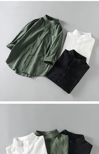 Title 4, Camisa de linho de verão masculina manga curta ...