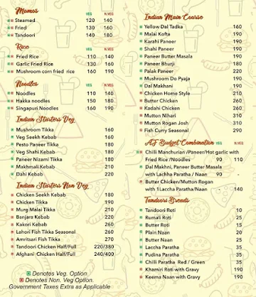 AF Kitchen menu 