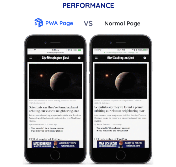 Performance progressive web app