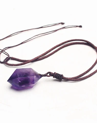 Natural Amethyst Hexagonal Pendant - 3