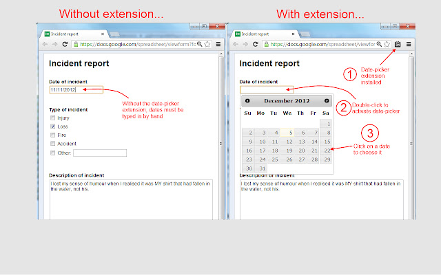 Date picker extension chrome extension