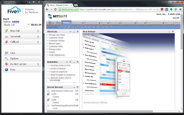 Five9 Adapter for NetSuite chrome extension