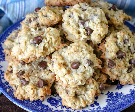 You'll be pleasantly surprised by these coconut chocolate chip cookies. Outside tastes like toasted coconut and the edges are crisp. Inside, though, is nice and gooey.