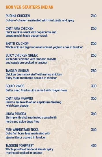 Level 5 Lounge menu 