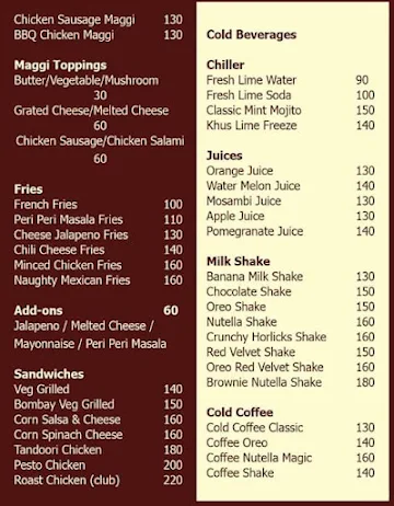 Cafe Baso menu 