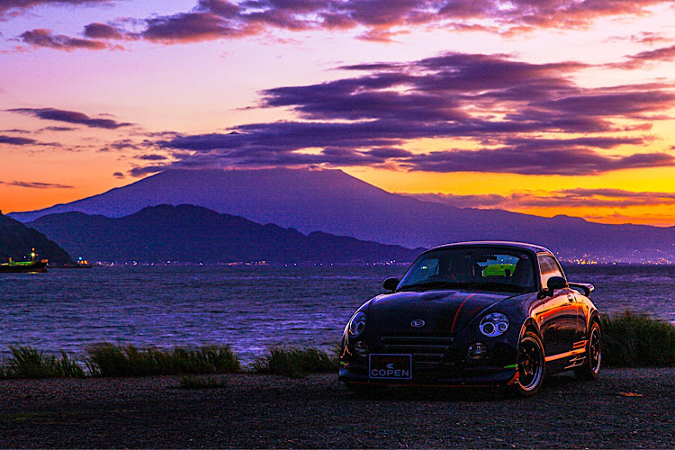 コペンの夜明け前の港・明け方の富士・朝活👍・愛車撮影・L880Kコペンに関するカスタム事例の投稿画像4枚目