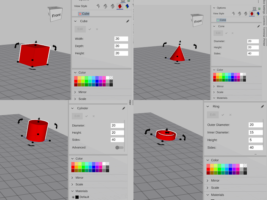 Each primitive can be modified in some way with most having unique options for customization.