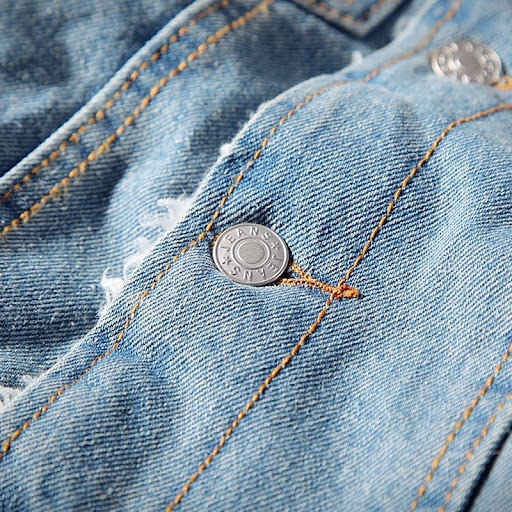Title 5, Side seam single-breasted denim jacket in a sli...