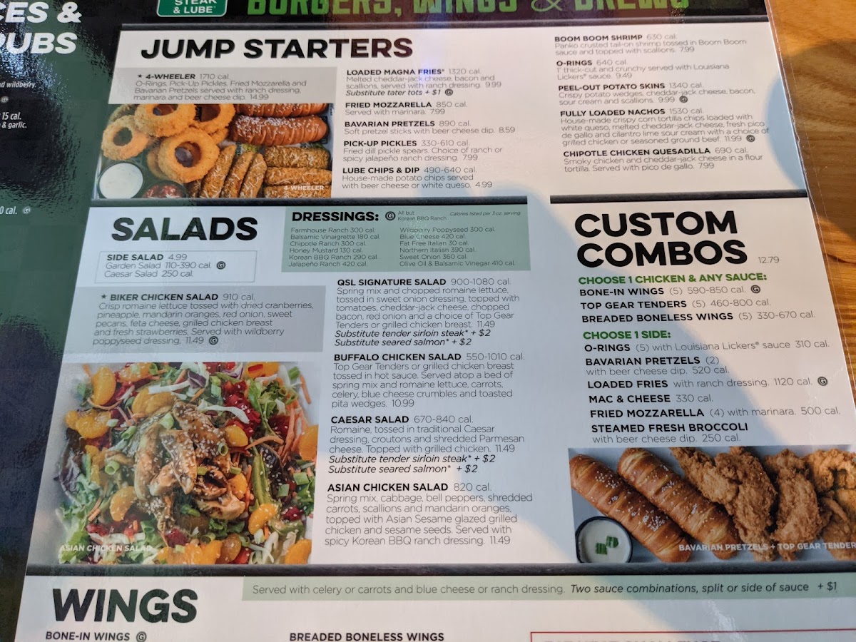 Quaker Steak & Lube gluten-free menu