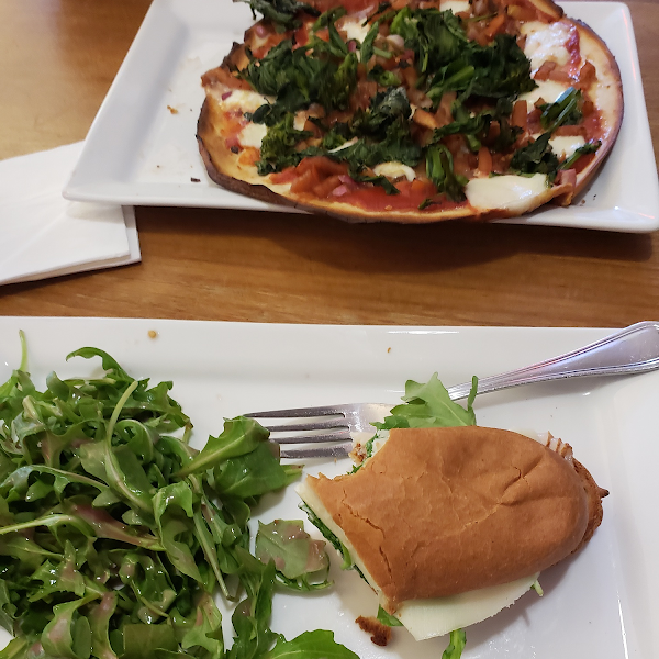 Gluten free margherita pizza and gluten free turkey club