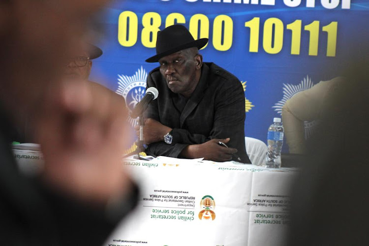 Police minister Bheki Cele during an Umlazi community meeting at the weekend.