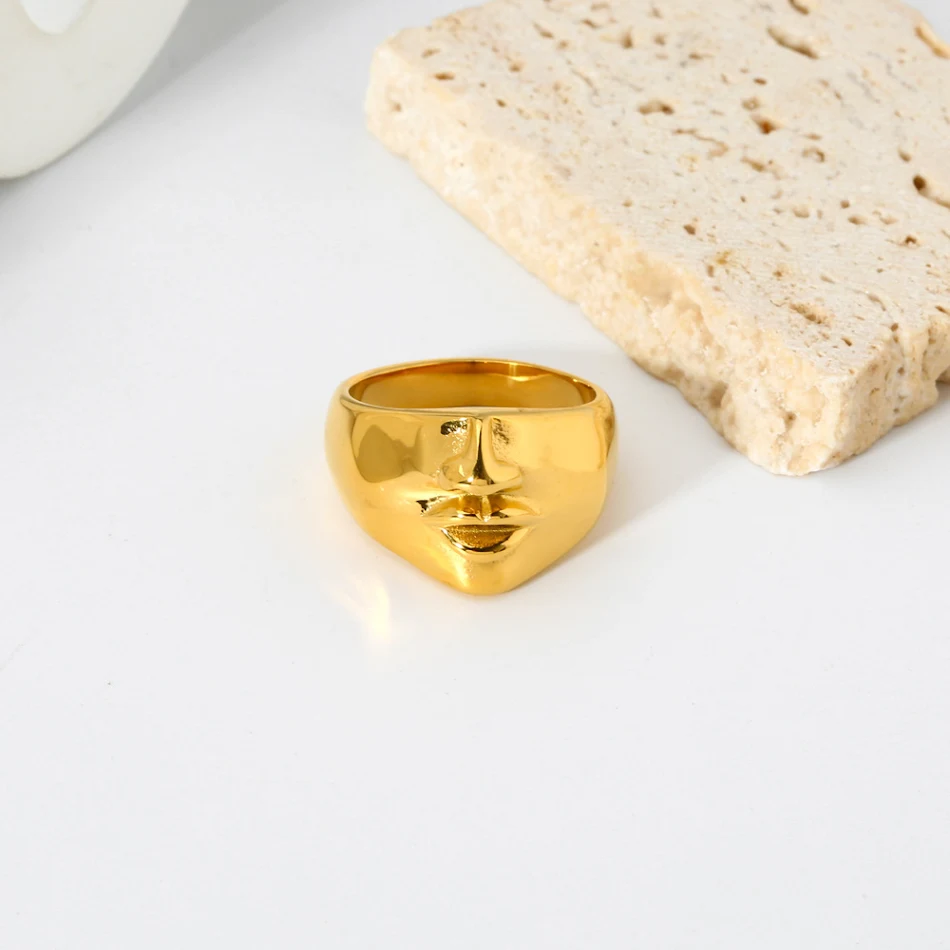Gepersonaliseerde Hip Hop Punk Ring 18K Verguld Roestvrij Staal Waterdicht Europees Amerikaans